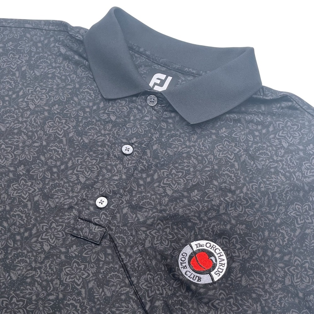 FootJoy Mens Floral Paisley Golf Polo Shirt Black The Orchards L Performance
